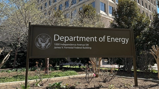 Department of Energy headquarters sign at 1000 Independence Avenue SW, James V. Forrestal Federal Building